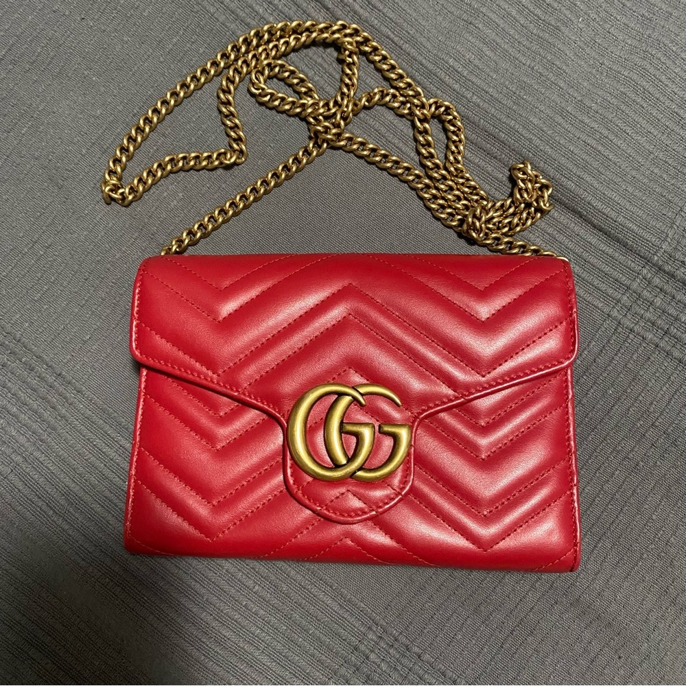 Gucci Marmont Wallet on Chain Red